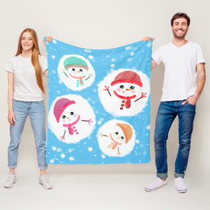 Manta Polar bola de nieve y azul Snowman