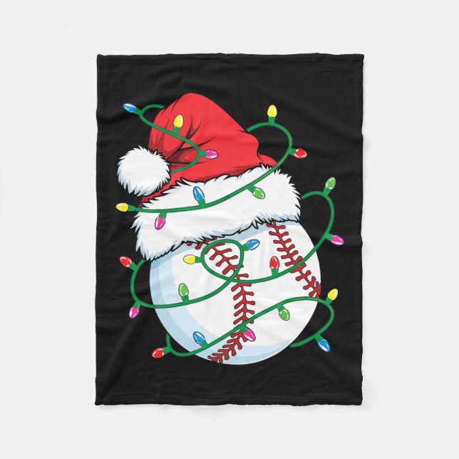 Manta Polar Bola deportiva de Santa Béisbol Hombres Navidades (Anverso)