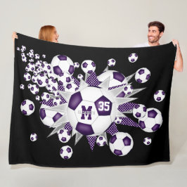 Manta Polar bolas de fútbol violeta blanco estrellas sala de d