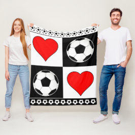 Manta Polar Bolas de fútbol y corazón bandejas de flores para 