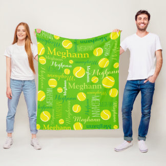 Manta Polar Bolas de tenis deportes amarillo, verde nombre per
