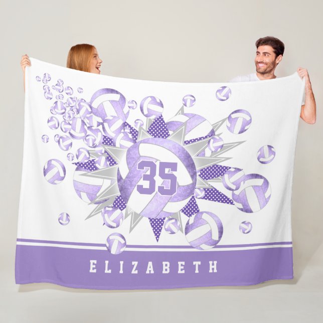 Manta Polar bolas y estrellas de voleibol blanco púrpura de li (In situ)