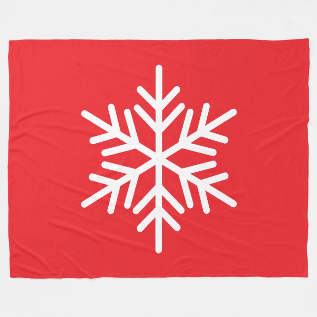 Manta Polar Bold Festive White Alpine Snowflake On Bright Red (Frente (Horizontal))