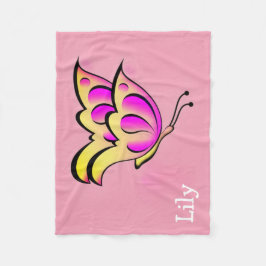 Manta Polar  Bold pink butterfly - personalized 