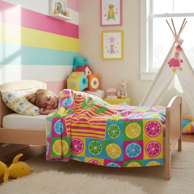 Manta Polar Bold S Initial Citrus Squares Vibrant (Subido por el creador)