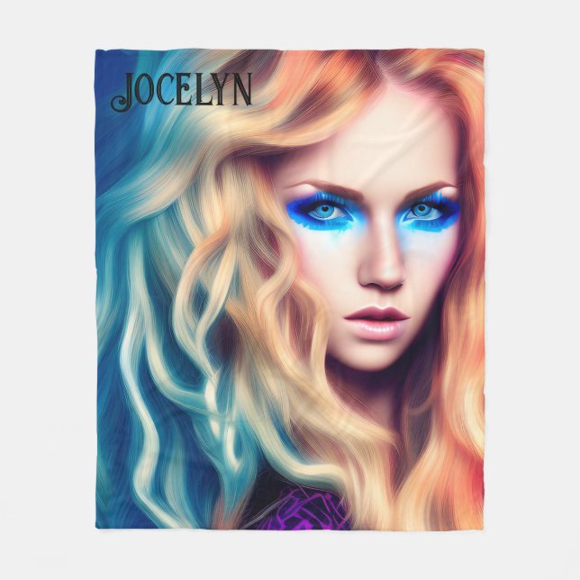 Manta Polar Bomba de Ojos Azules Bordeados (Anverso)