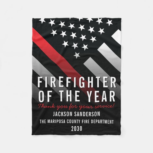 Manta Polar Bombero del año Bandera de la línea roja del emple (Anverso)