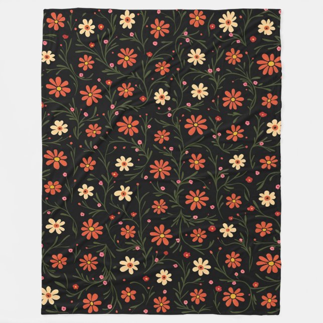 Manta Polar Bonita colección de flores de época moderna (Anverso)