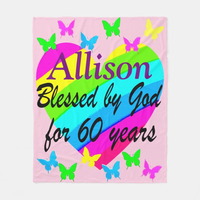 MANTA POLAR BONITA PERSONALIZACIÓN 60 CUMPLEAÑOS DE CORAZÓN BL (Anverso)