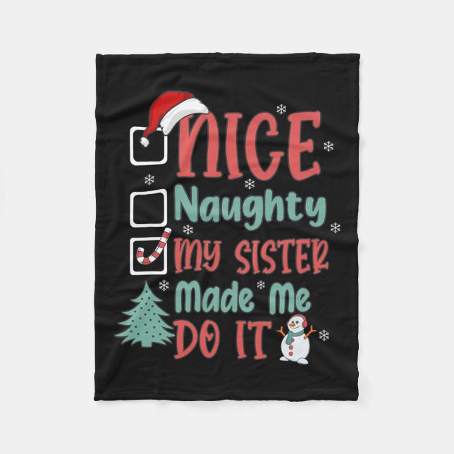 Manta Polar Bonita traviesa mi hermana me hizo hacerlo Navidad (Anverso)