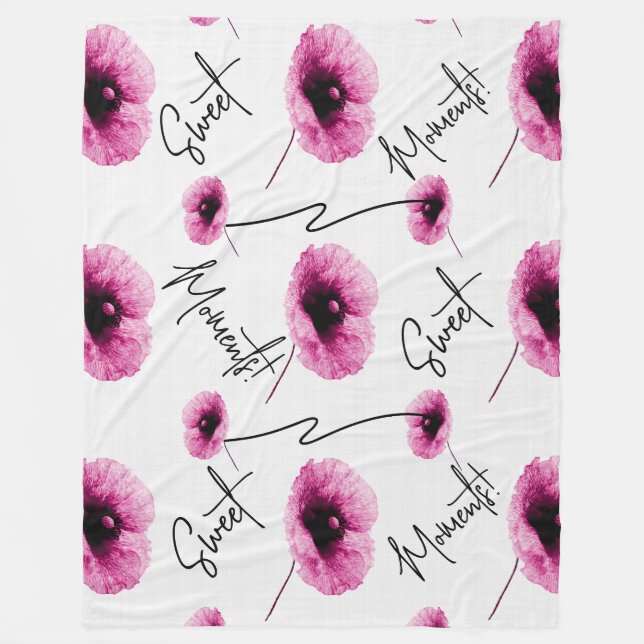 Manta Polar Bonita y grande cubierta floral rosa (Anverso)