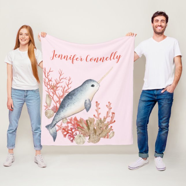 Manta Polar Bonito bebé oceánico Narwhal y conchas marinas (In situ)