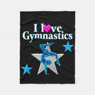 MANTA POLAR BONITO DISEÑO DE GIMNASIA AZUL Y PLATA