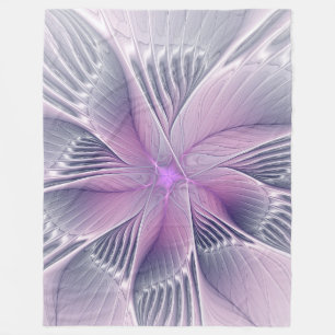 Manta Polar Bonito Flor Rosa Moderna Resumen Arte Fractal