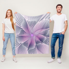 Manta Polar Bonito Flor Rosa Moderna Resumen Arte Fractal