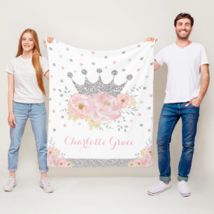 Manta Polar Bonito Floral Royal Princess Silver Crown