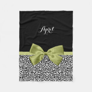 Manta Polar Bonito Leopard Print Spring Green Bow con nombre