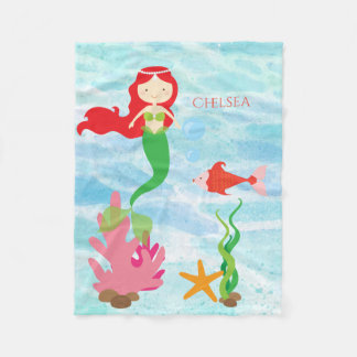 Manta Polar Bonito Mermaid Fleece Personalizada Baby Blanket