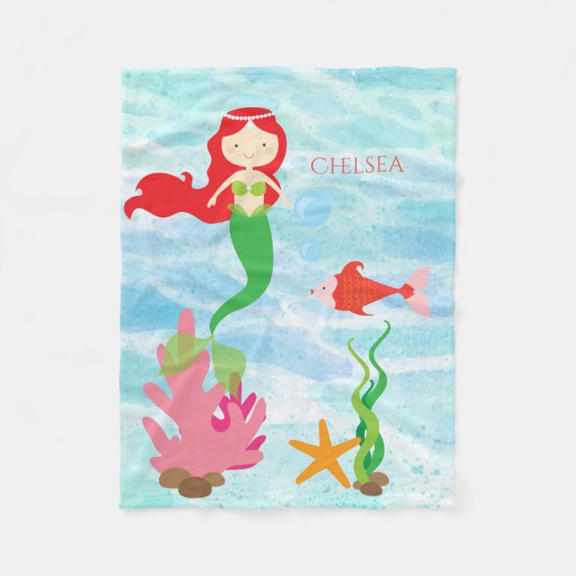 Manta Polar Bonito Mermaid Fleece Personalizada Baby Blanket (Anverso)