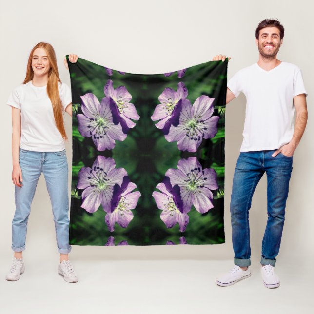 Manta Polar Bonito Morado Geraniano Flor Par Patrón Fleece (In situ)