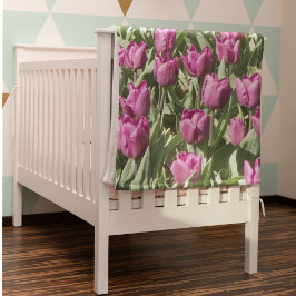 Manta Polar Bonito Morado Tulips Floral