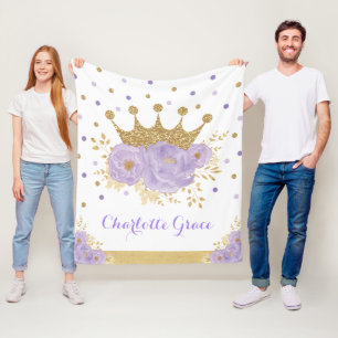 Manta Polar Bonito Morple Gold Floral Royal Crown Princess