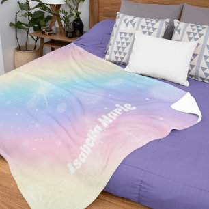 Manta Polar Bonito Pastel Rainbow Sparkle Girly Monograma Niño