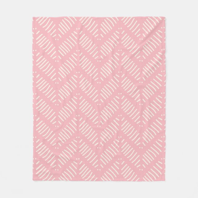 Manta Polar Bonito Patrón Chevron Patrón rosa Fleece Blanc (Anverso)