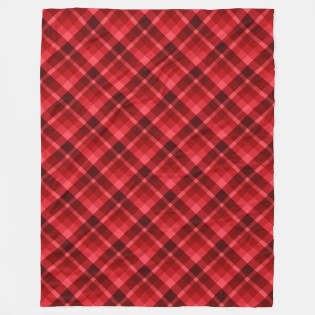 Manta Polar Bonito Ruby Red Plaid Pattern Large Fleece Blanc (Anverso)