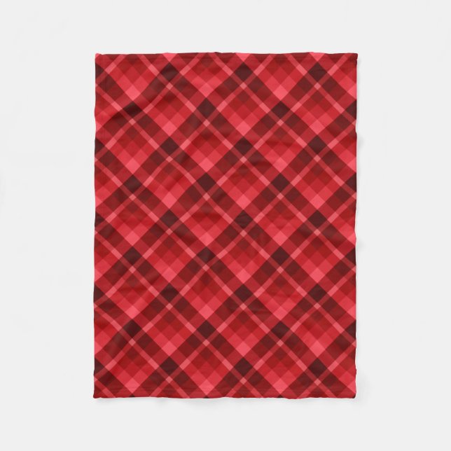 Manta Polar Bonito Ruby Red Plaid Pattern Small Fleece Blanc (Anverso)