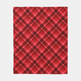 Manta Polar Bonito Ruby Red Plaid Print Medium Fleece Blanc