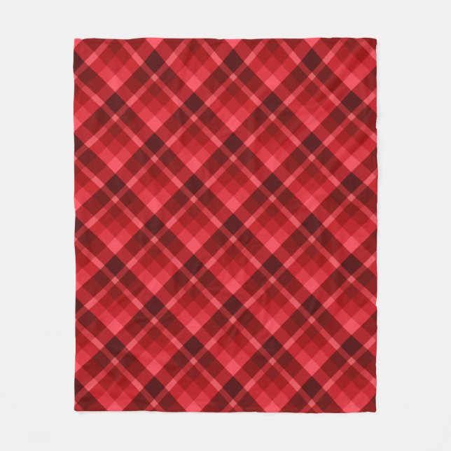 Manta Polar Bonito Ruby Red Plaid Print Medium Fleece Blanc (Anverso)