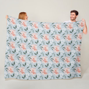 Manta Polar Bonito Shabby Chic Blue Floral Pattering Cosy