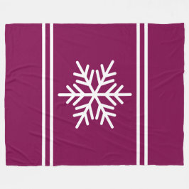 Manta Polar Bonito Snowflake Burgundy franjas de Carreras blan