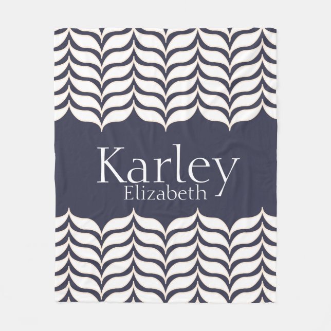 Manta Polar Bonito Wavy White Chevrons personalizada (Anverso)