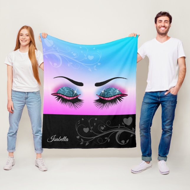 Manta Polar Bonitos - Purpurina rosa y azul (In situ)