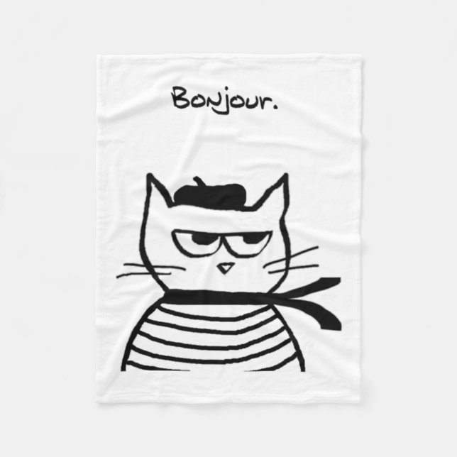 Manta Polar Bonjour French Cat Funny (Anverso)
