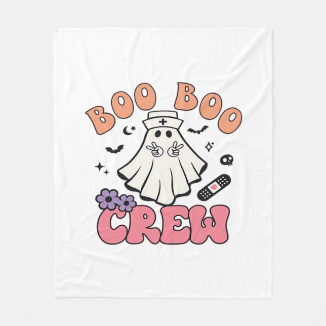 Manta Polar Boo Boo Crew Enfermera a Halloween Fantasma Funny  (Anverso)