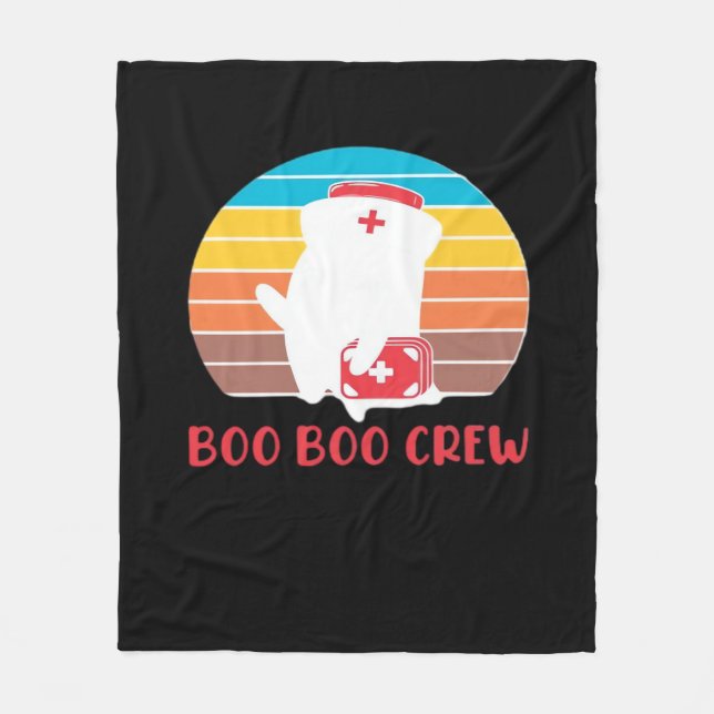Manta Polar Boo Boo Crew Enfermera Graciosa Fantasma Halloween (Anverso)