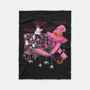 Manta Polar Boo Calabaza Bruja Cinta Rosa Masa Cáncer de Mama