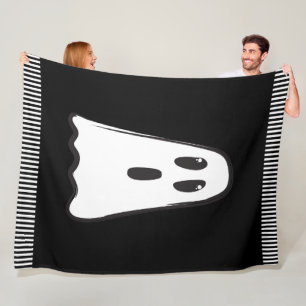 Manta Polar ¡BOO! Espeluznante Fantasma Halloween Blanco Negro