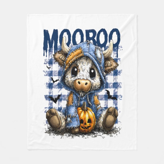 Manta Polar Boo Halloween Spooky Highland Cow (Anverso)