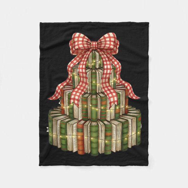 Manta Polar Bookmas Tree Christmas Librarian Book Lover Holida (Anverso)