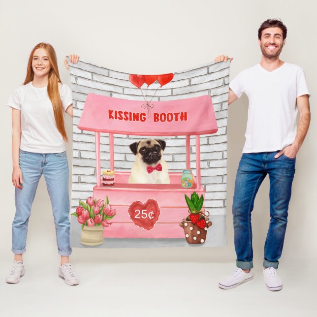 Manta Polar Booth de besos de pug Dog El día de San Valentín (In situ)