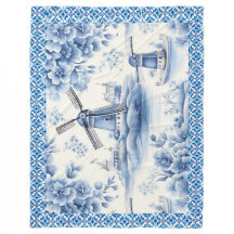 Borde de mosaico floral del molino de viento Blue