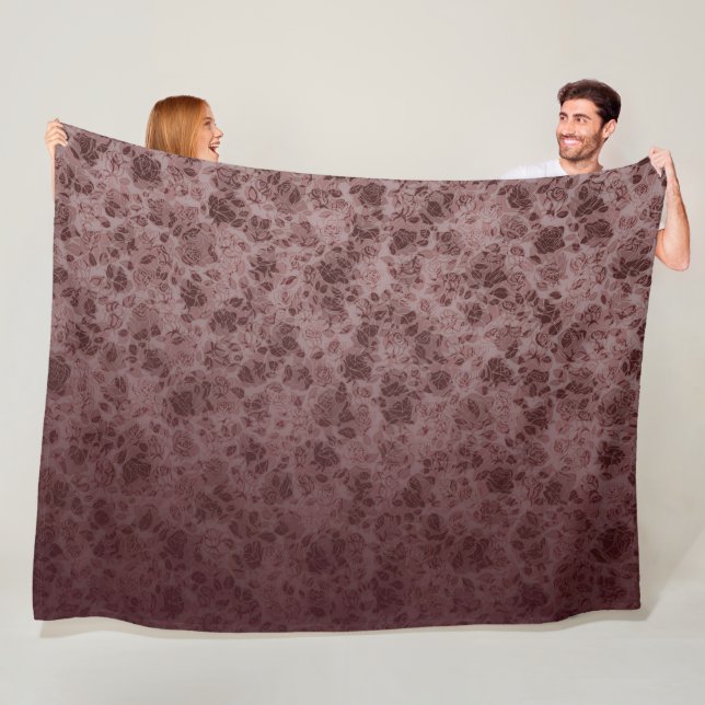 Manta Polar Bordeaux flowers degraded Blanket (In situ)