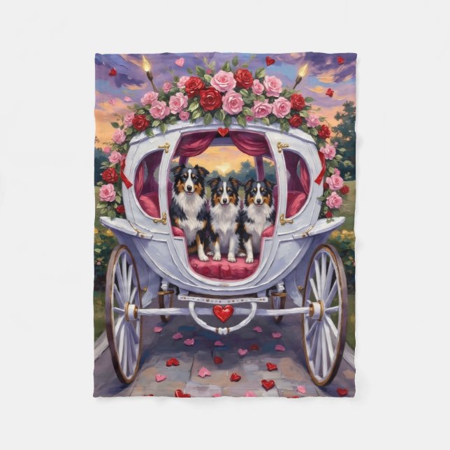 Manta Polar Border Collie Dog Valentine's Day (Anverso)