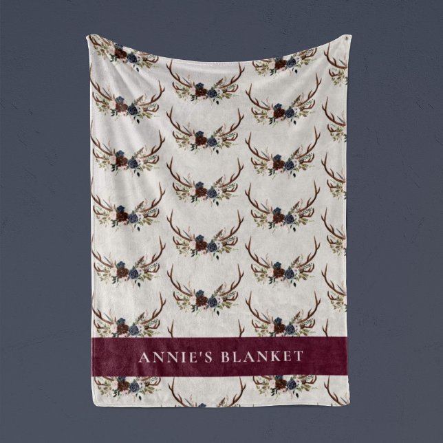 Manta Polar Borgoña azul marino floral elegante antler elegant (Subido por el creador)