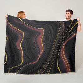 Manta Polar Borgoña y mármol dorado