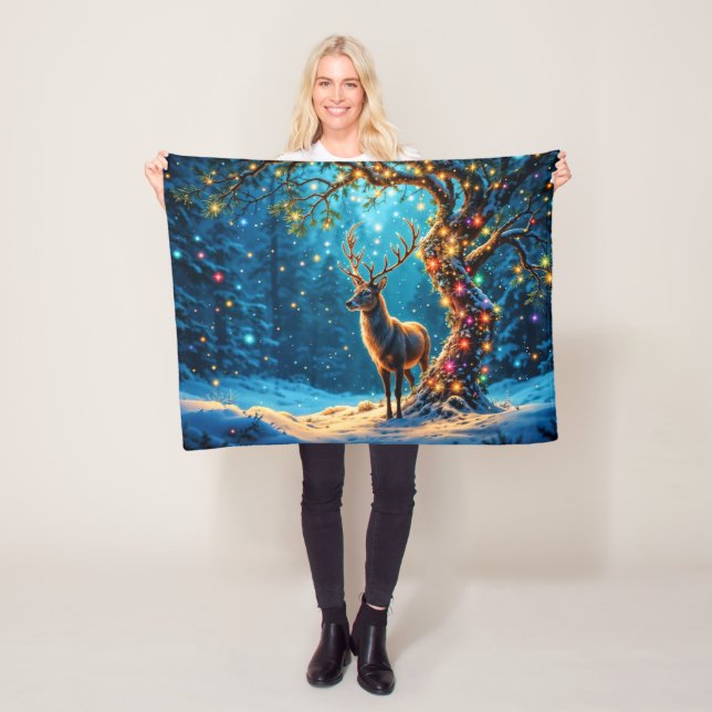 Manta Polar Bosque de adorables Navidades de ciervos en invier (In situ)